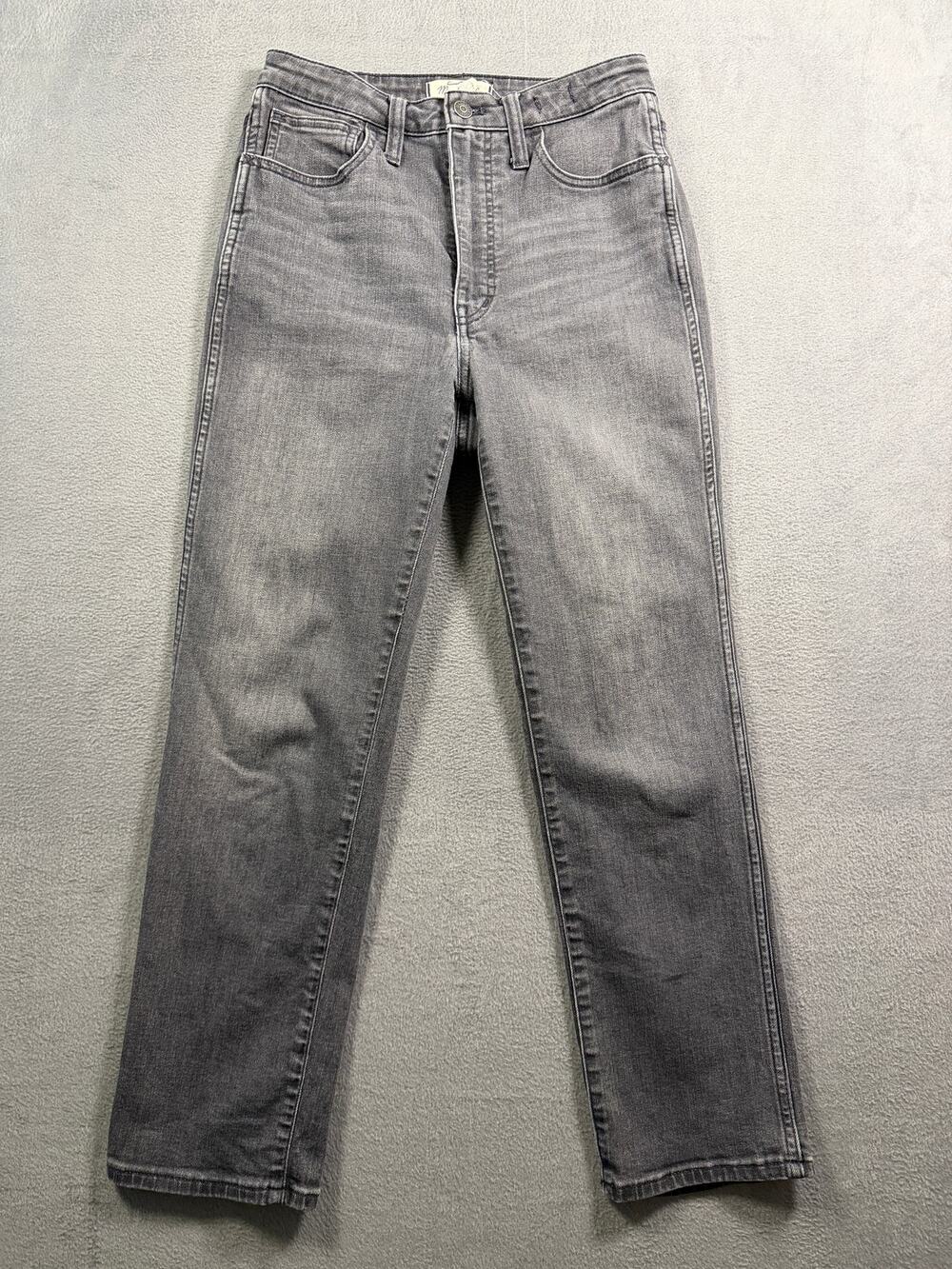 Madewell Women's High Rise Slim Straight Leg Jeans Faded Wash Gray Denim Size 27